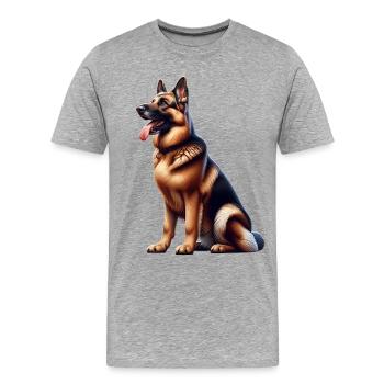 Berger allemand - T-shirt bio Premium Homme - gris chiné - Devant - Damien (186cm)