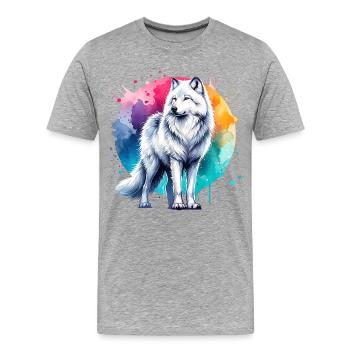 Cadeau loup arctique - T-shirt bio Premium Homme - gris chiné - Devant - Damien (186cm)
