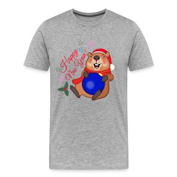 Capybara du Nouvel An - T-shirt bio Premium Homme - gris chiné - Devant - Damien (186cm)