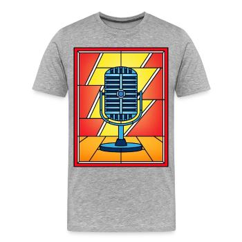 Stained Glass Retro Microphone with Lightning Bolt - Men's Premium Organic T-Shirt - heather grey - Front - Damien (186cm)