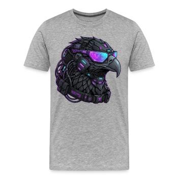 Cyberpunk Eagle Streetwear Mech - T-shirt bio Premium Homme - gris chiné - Devant - Damien (186cm)