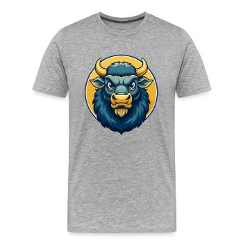 Logo clipart de personnage de personnage de dessin animé mascotte Bison Kawaii - T-shirt bio Premium Homme - gris chiné - Devant - Damien (186cm)
