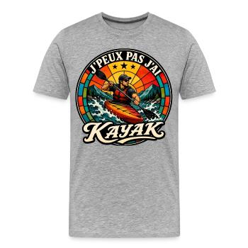 J'Peux Pas J'ai Kayak Vintage - T-shirt bio Premium Homme - gris chiné - Devant - Damien (186cm)