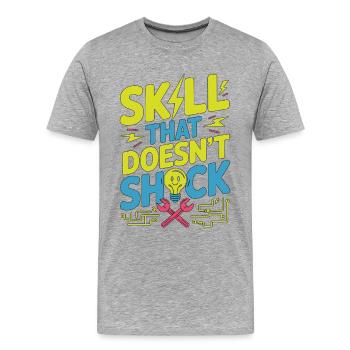 Compétence d’électricien maître dans les services électriques - T-shirt bio Premium Homme - gris chiné - Devant - Damien (186cm)