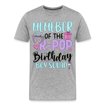 Membre de The K Pop Birthday Boy Squad - T-shirt bio Premium Homme - gris chiné - Devant - Damien (186cm)