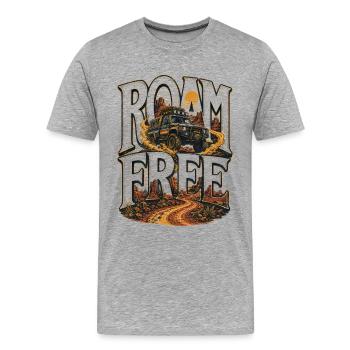 Aventure de liberté en SUV tout-terrain sur route de sable libre - T-shirt bio Premium Homme - gris chiné - Devant - Damien (186cm)