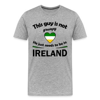Heart Flag Green White Yellow Ireland - Men's Premium Organic T-Shirt - heather grey - Front - Damien (186cm)