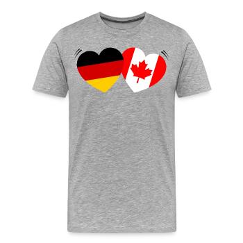 Drapeaux du cœur allemand-canadiens - T-shirt bio Premium Homme - gris chiné - Devant - Damien (186cm)