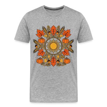 Mabon Roue de Célébration Païenne de l’Année Automne - T-shirt bio Premium Homme - gris chiné - Devant - Damien (186cm)
