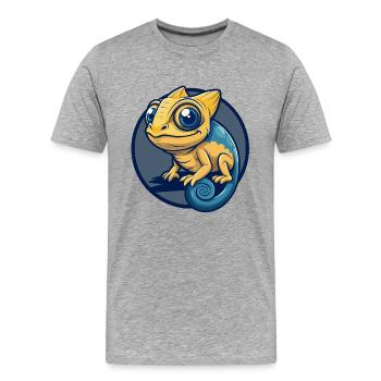 Insigne de logo clipart de la mascotte Kawaii de Caméléon Kawaii - T-shirt bio Premium Homme - gris chiné - Devant - Damien (186cm)