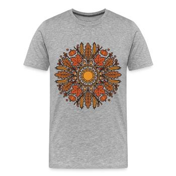 Roue de célébration païenne de Mabon de l’année - T-shirt bio Premium Homme - gris chiné - Devant - Damien (186cm)