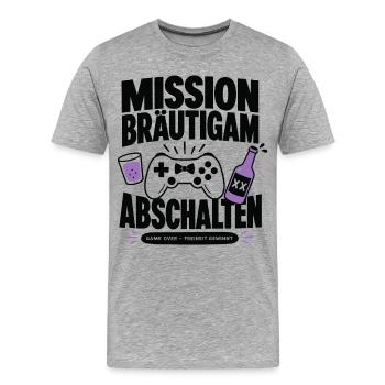 Mission Bräutigam Abschalten - Männer Premium Bio T-Shirt - Grau meliert - Vorne - Damien (186cm)