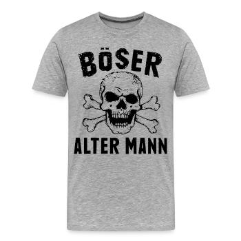 Böser alter Mann Totenkopf Lustiges Skull Vintage - Männer Premium Bio T-Shirt - Grau meliert - Vorne - Damien (186cm)