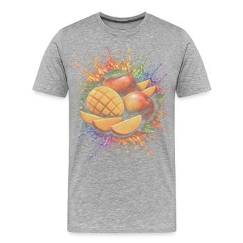 Mangue Tropicale Multicolore Splash Art - T-shirt bio Premium Homme - gris chiné - Devant - Damien (186cm)