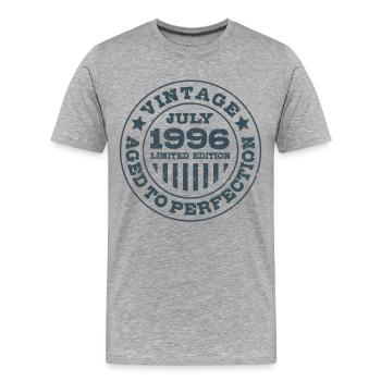 Vintage Juli 1996 Limited Edition Circle - Männer Premium Bio T-Shirt - Grau meliert - Vorne - Damien (186cm)