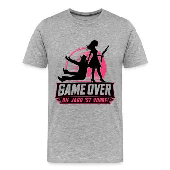 Game Over Die Jagd ist vorbei JGA Braut - Männer Premium Bio T-Shirt - Grau meliert - Vorne - Damien (186cm)
