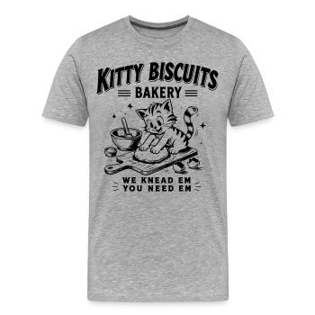 Kitty Biscuits Bakery – Süßes Katzen Bäcker - Männer Premium Bio T-Shirt - Grau meliert - Vorne - Damien (186cm)
