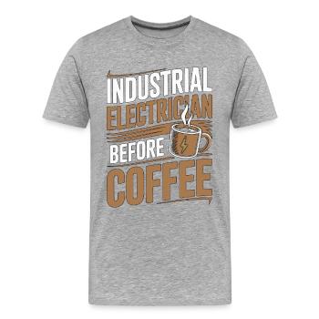 Électricien industriel avant de câbler Coffee Lover - T-shirt bio Premium Homme - gris chiné - Devant - Damien (186cm)