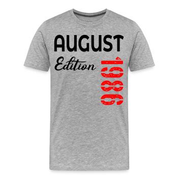 40. Geburtstag August 1986 - Männer Premium Bio T-Shirt - Grau meliert - Vorne - Damien (186cm)