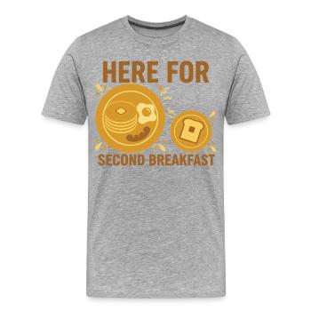 Brunch drôle pour le petit-déjeuner ici pour le deuxième petit-déjeuner - T-shirt bio Premium Homme - gris chiné - Devant - Damien (186cm)