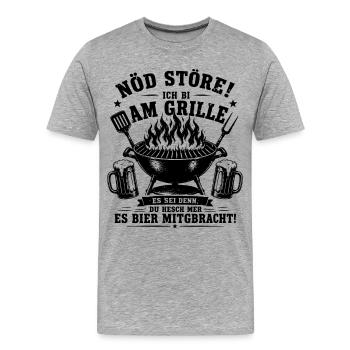 Nöd störe ich bi am Grille es sei denn Du hesch... - Männer Premium Bio T-Shirt - Grau meliert - Vorne - Damien (186cm)