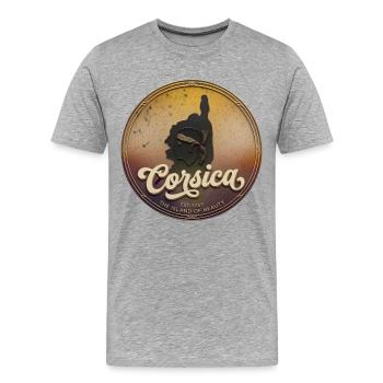 Die Insel Korsika Retro Sunset Kreis Frankreich - Männer Premium Bio T-Shirt - Grau meliert - Vorne - Damien (186cm)