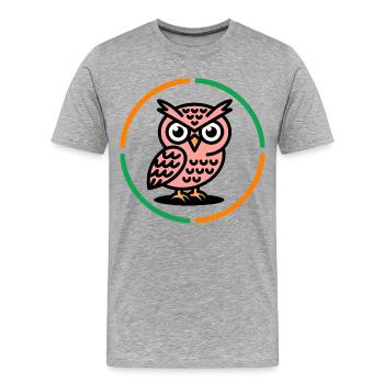 Un hibou en cercle - T-shirt bio Premium Homme - gris chiné - Devant - Damien (186cm)