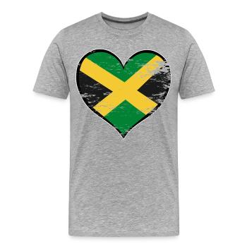 Jamaika_Herzflagge_used - T-shirt bio Premium Homme - gris chiné - Devant - Damien (186cm)