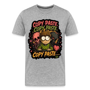 Copie-colle-colle-chaos Kid Zombie Meme - T-shirt bio Premium Homme - gris chiné - Devant - Damien (186cm)
