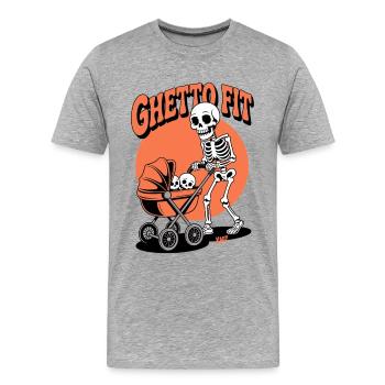 Poussette Ghetto Fit Skeleton - T-shirt bio Premium Homme - gris chiné - Devant - Damien (186cm)