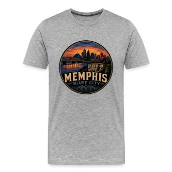 Souvenir rétro de voyage à Memphis Bluff City - T-shirt bio Premium Homme - gris chiné - Devant - Damien (186cm)
