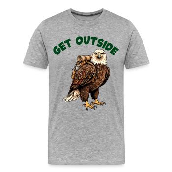Adler Wanderlust - Männer Premium Bio T-Shirt - Grau meliert - Vorne - Damien (186cm)