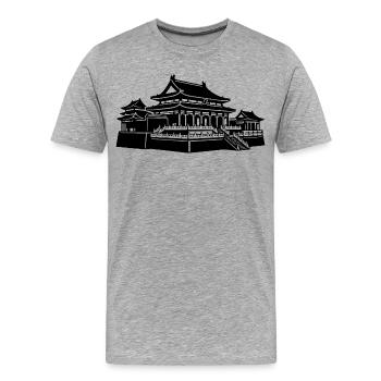 Cité interdite, Palais Impérial de Pékin - T-shirt bio Premium Homme - gris chiné - Devant - Damien (186cm)