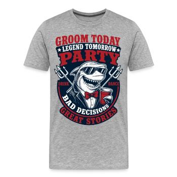 Épouser aujourd’hui Légende Demain - T-shirt bio Premium Homme - gris chiné - Devant - Damien (186cm)