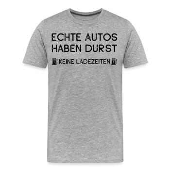 Echte Autos haben Durst und Keine Ladezeiten Auto  - Männer Premium Bio T-Shirt - Grau meliert - Vorne - Damien (186cm)