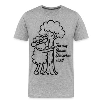 Baumfreund Schaf Umarmung - Männer Premium Bio T-Shirt - Grau meliert - Vorne - Damien (186cm)