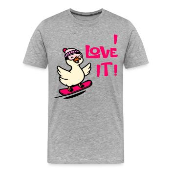 Goose Love Skiing - Men's Premium Organic T-Shirt - heather grey - Front - Damien (186cm)