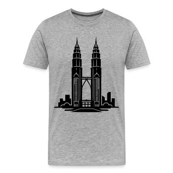 Petronas Towers, Kuala Lumpur, Malaisie - T-shirt bio Premium Homme - gris chiné - Devant - Damien (186cm)