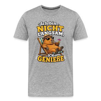 Ich bin nicht langsam Ich genieße Capybara Spruch - Männer Premium Bio T-Shirt - Grau meliert - Vorne - Damien (186cm)