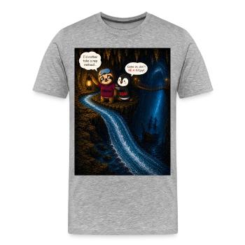 Don’t Be A Killjoy – Jeu de mots drôle sur l’aventure paresseuse - T-shirt bio Premium Homme - gris chiné - Devant - Damien (186cm)