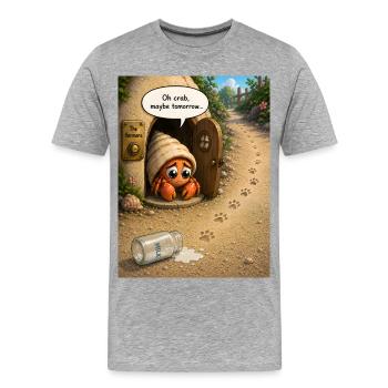 Oh crabe, peut-être demain – Dessin animé mignon de l’ermite crabe - T-shirt bio Premium Homme - gris chiné - Devant - Damien (186cm)