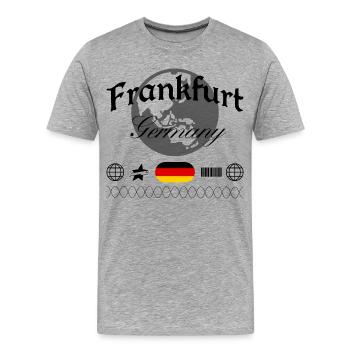 Souvenir de voyage streetwear à Francfort, Allemagne - T-shirt bio Premium Homme - gris chiné - Devant - Damien (186cm)