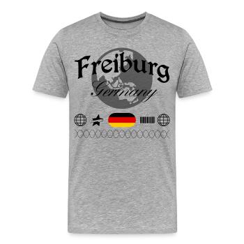Souvenir de voyage streetwear à Fribourg, Allemagne - T-shirt bio Premium Homme - gris chiné - Devant - Damien (186cm)