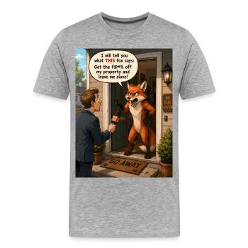 Pas de renard donné – Dessin animé drôle de renard en colère - T-shirt bio Premium Homme - gris chiné - Devant - Damien (186cm)