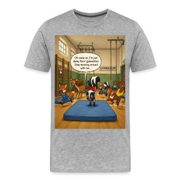 Gymnastique au sol – Drôle de design de gymnastique moufette - T-shirt bio Premium Homme - gris chiné - Devant - Damien (186cm)
