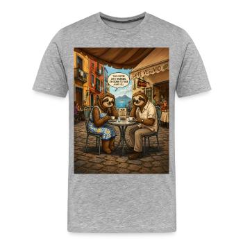 NAPoli – Coffee Ain't Working, I will take a nap - Männer Premium Bio T-Shirt - Grau meliert - Vorne - Damien (186cm)