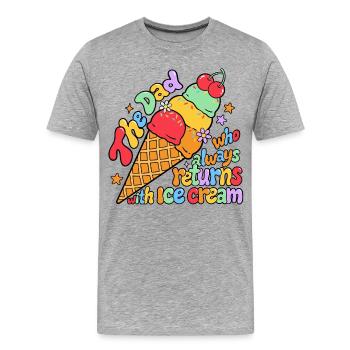 Papa bringt Eis - Men's Premium Organic T-Shirt - heather grey - Front - Damien (186cm)