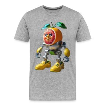 Juicy Robo Citrus - T-shirt bio Premium Homme - gris chiné - Devant - Damien (186cm)