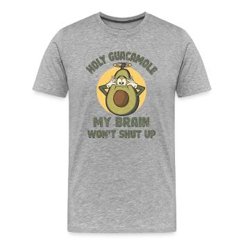 Saint Guacamole T-shirt drôle à l’avocat - Carto rétro - T-shirt bio Premium Homme - gris chiné - Devant - Damien (186cm)