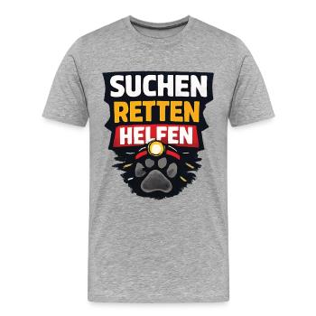 Rettungshund Suchen Retten Helfen - Männer Premium Bio T-Shirt - Grau meliert - Vorne - Damien (186cm)